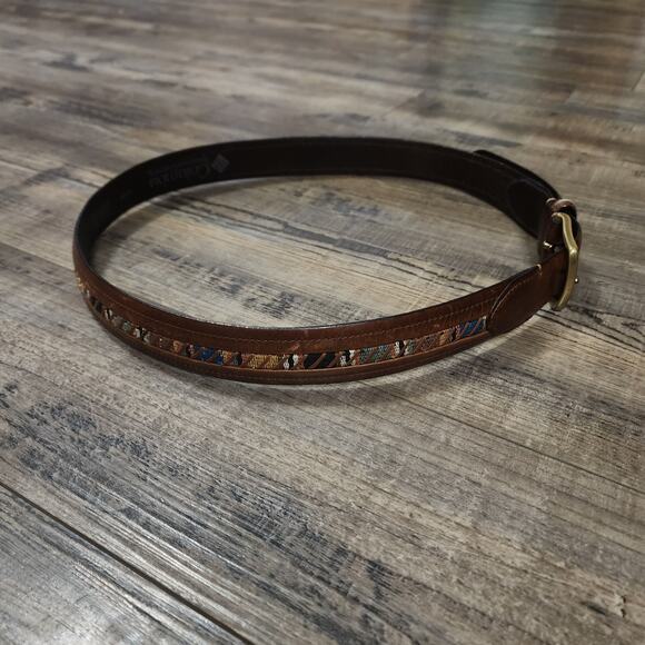 Columbia Baja Woven Cotton and Leather Belt Brown Southwest Mens Size 36  2200 - Picture 1 of 7